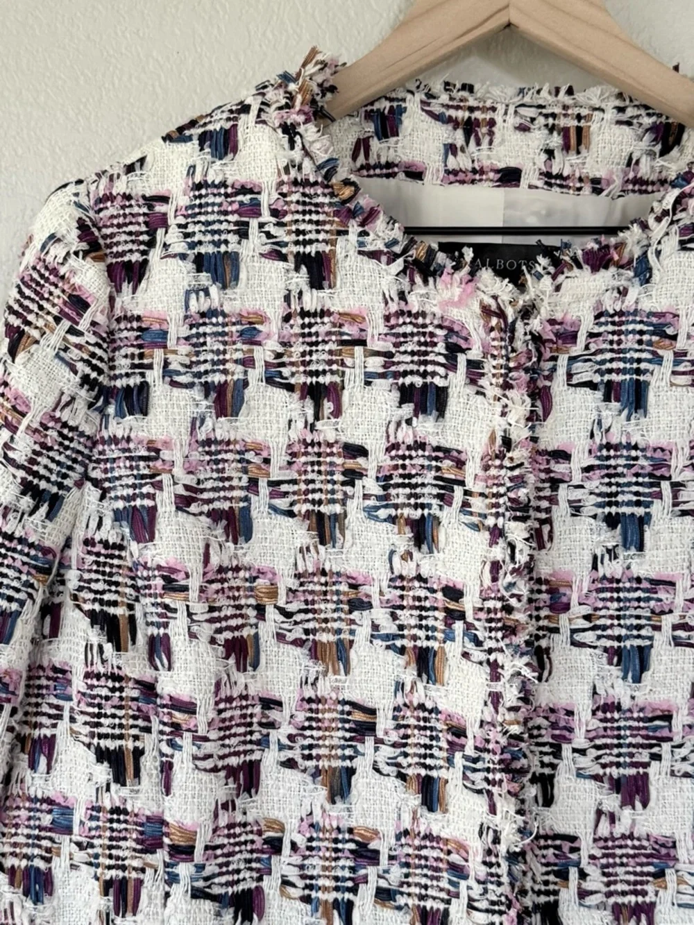 TALBOTS NWT 12 Collarless Tweed Jacket • Classic Business Casual Office Preppy - Picture 3 of 14